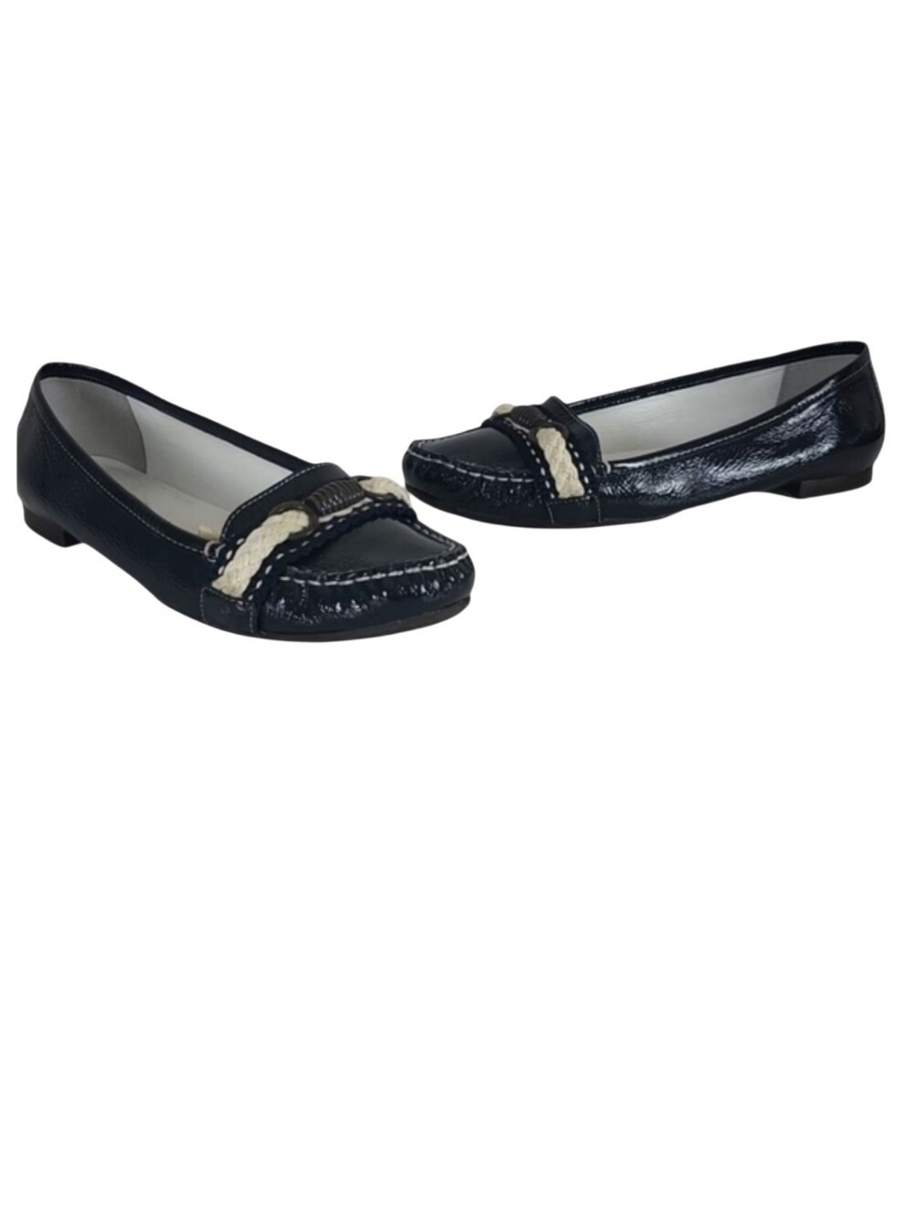 Talbots Navy Blue Leather Loafers Size 8 Classic Driving Flats